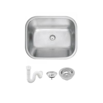 Tanque Em Inox De Encaixe Hera 50x40cm  3.1/2' Com Válvula 94400/107 Acetinado Tramontina com Sifão Sanfonado Universal Simples 1.1/2"