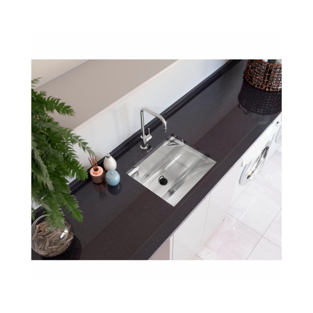 Tanque De Embutir Inox Polido GhelPlus 500 48L 608X536X265Mm com Sifão Sanfonado Universal Simples 1.1/2" - 4