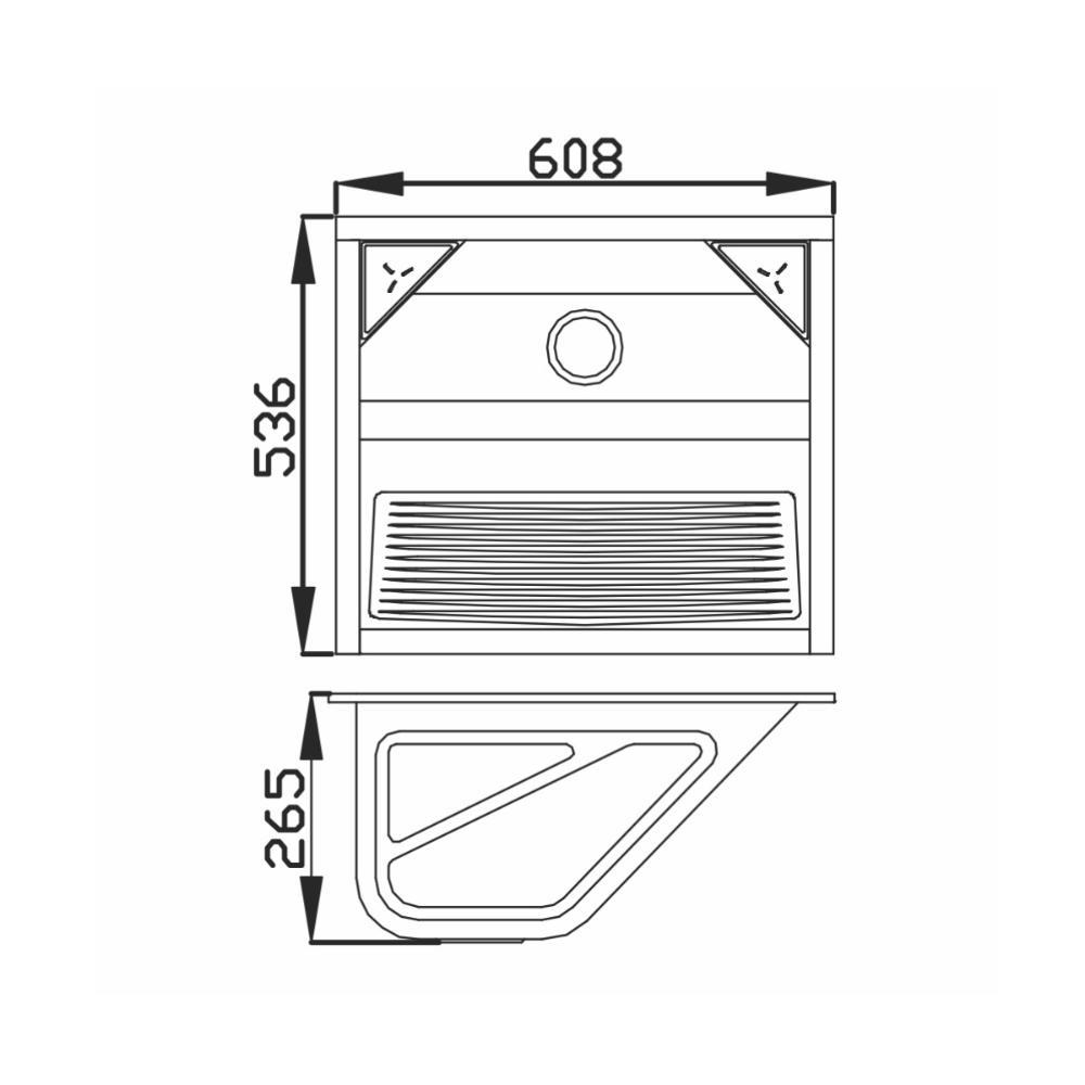 Tanque De Embutir Inox Polido GhelPlus 500 48L 608X536X265Mm com Sifão Sanfonado Universal Simples 1.1/2" - 5
