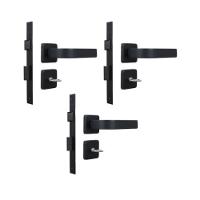 Kit 3 Fechaduras Para Banheiro Roseta Módena Preto Fosco MGM 40mm - 1