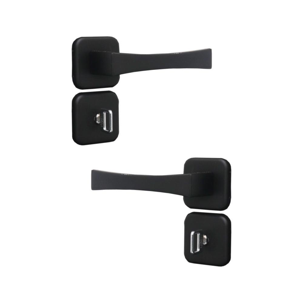 Kit 3 Fechadura Paris Banheiro Preto Fosco 4cm MGM - 4