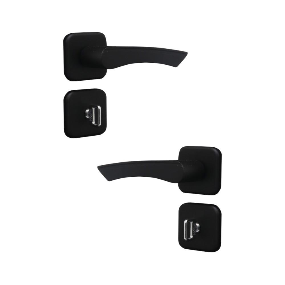 Kit 3 Fechadura Genebra Banheiro Preto Fosco 4cm MGM - 5