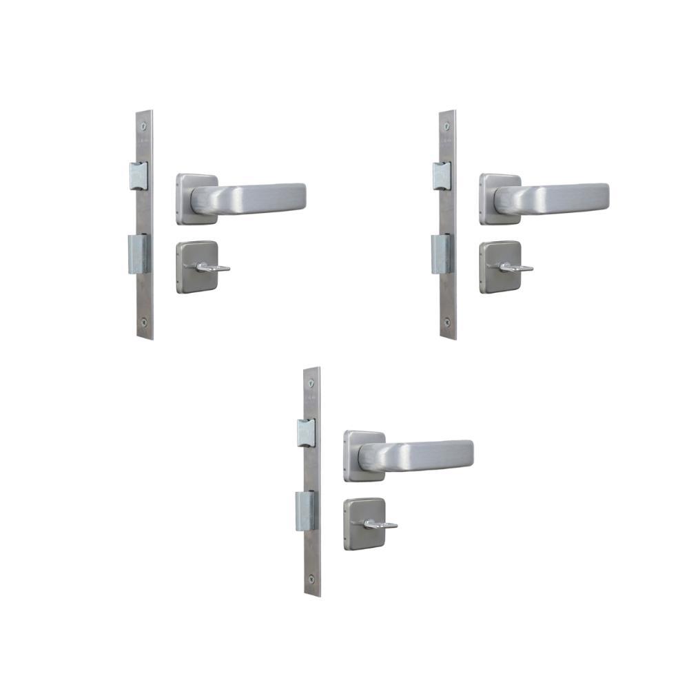 Kit 3 Fechadura Firenze Banheiro Alumínio 4cm MGM - 1