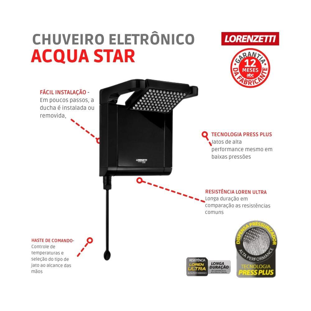Chuveiro Eletrônico Acqua Star Ultra 220v 6800w Preto Lorenzetti - 3