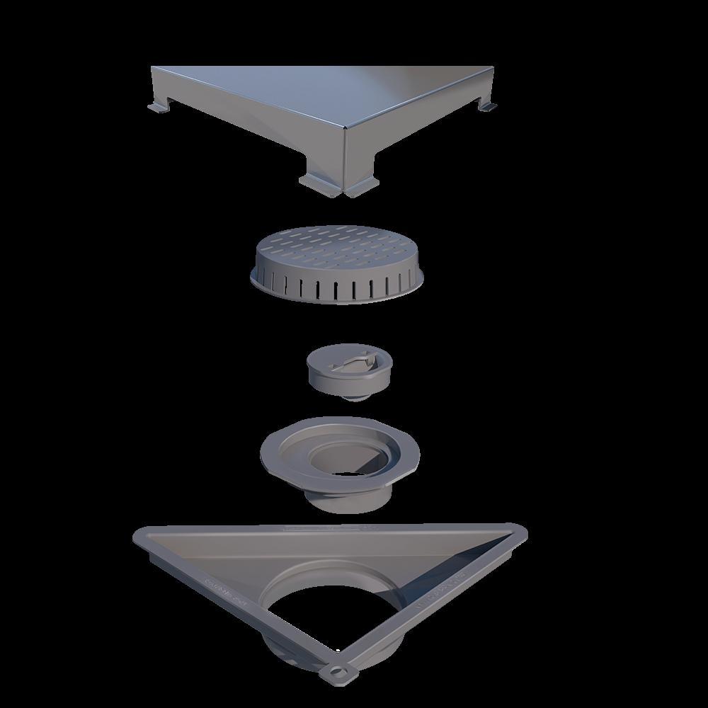 Ralo Triangular Vertex Tampa Inox Escovada Linear Acessórios - 1