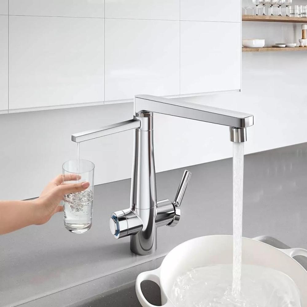 Misturador Monocomando de Mesa Para Cozinha Com Filtro Purificador de Água Nova Vitalis Cromado Docol - 5