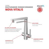 Misturador Monocomando de Mesa Para Cozinha Com Filtro Purificador de Água Nova Vitalis Cromado Docol - 6
