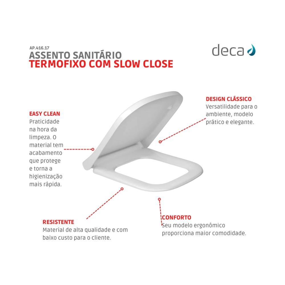 Assento Sanitário Termofixo Amortecido Easyclean Axisem Quadra/polo/unic Ap416 Branco Deca - 4
