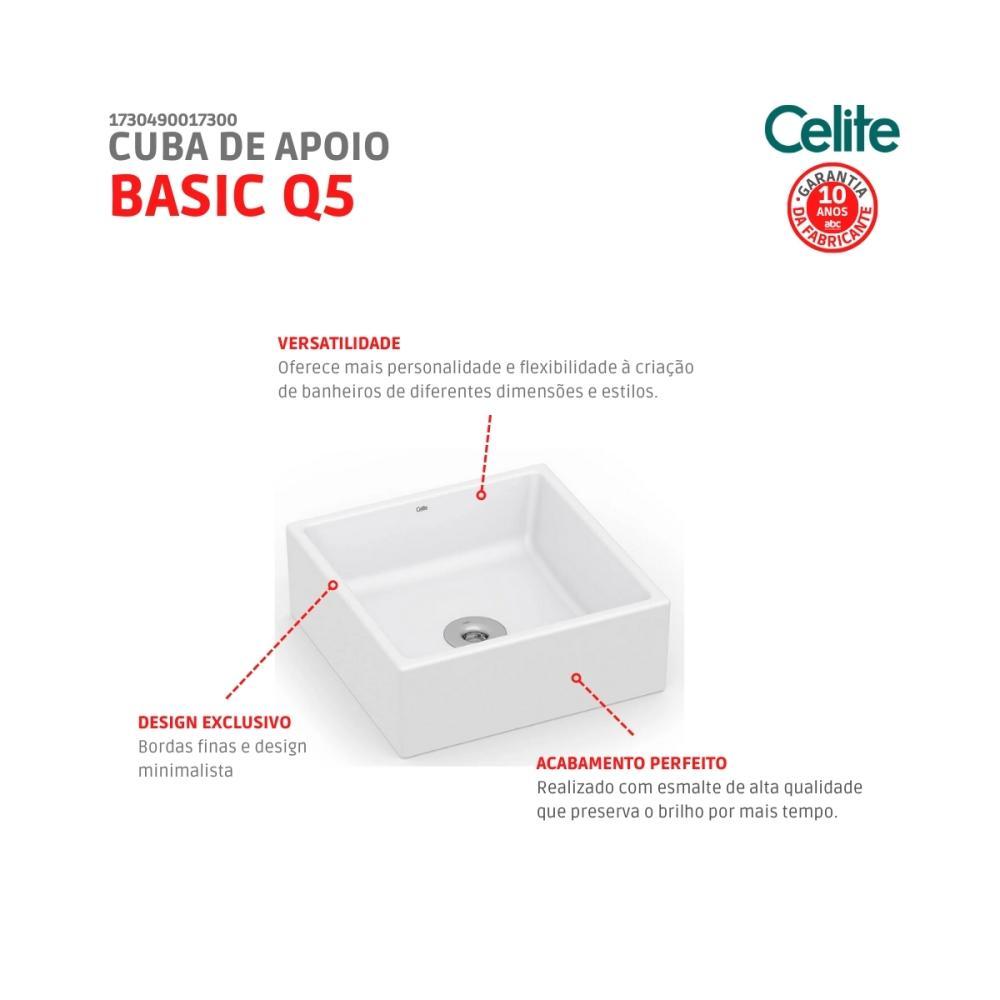 Cuba De Apoio Quadrada Sem Mesa Basic Q5 35x35cm Branco Celite - 4
