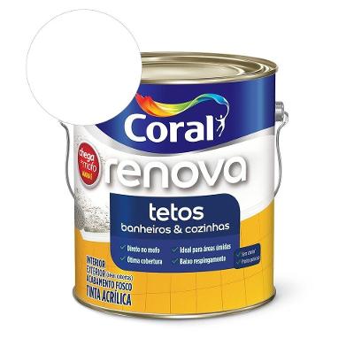 Tinta Acrílica Renova Banheiros E Cozinhas Fosco Branco 3.6l Coral