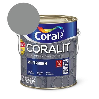 Esmalte Sintético Coralit Antiferrugem Brilhante Cinza - Padrão Ferrolack 3.6l Coral