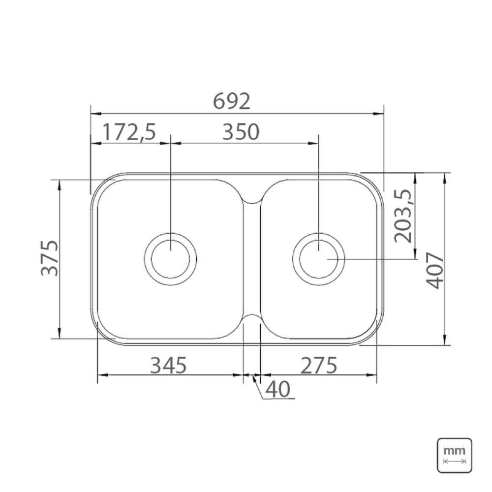 Cuba De Inox Dupla Retangular Isis Perfecta Com Válvula Polido Tramontina 69x40cm - 4