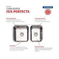 Cuba De Inox Dupla Retangular Isis Perfecta Com Válvula Polido Tramontina 69x40cm - 3
