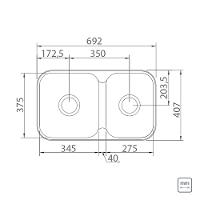 Cuba De Inox Dupla Retangular Isis Perfecta Com Válvula Polido Tramontina 69x40cm