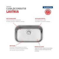 Cuba De Embutir Lavínia Com Válvula Em Aço Inox Acetinado Tramontina 47x30cm - 3