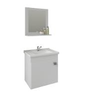 Gabinete Para Banheiro Com Lavatório E Espelho Iris Branco MGM Móveis 44cm - 1