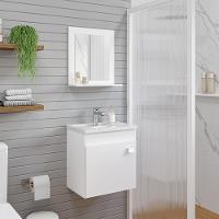 Gabinete Para Banheiro Com Lavatório E Espelho Iris Branco MGM Móveis 44cm - 2