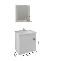 Gabinete Para Banheiro Com Lavatório E Espelho Iris Branco MGM Móveis 44cm - 3