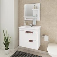 Gabinete Para Banheiro Com Lavatório E Espelho Tulipa Branco MGM Móveis 59cm - 2