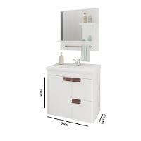 Gabinete Para Banheiro Com Lavatório E Espelho Tulipa Branco MGM Móveis 59cm - 5