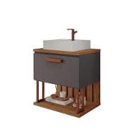 Gabinete Para Banheiro Com Lavatório Duna Titanium/Freijo MGM Móveis 60cm - 1