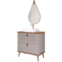 Gabinete Para Banheiro Com Lavatório E Espelho Vêneto Capuccino/Freijo MGM Móveis 60cm - 1