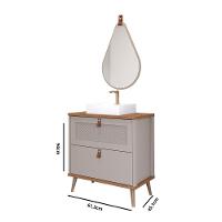 Gabinete Para Banheiro Com Lavatório E Espelho Vêneto Capuccino/Freijo MGM Móveis 60cm - 3