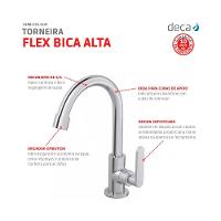 Torneira Para Lavatório De Mesa Flex Plus Bica Alta Cromado Deca - 5