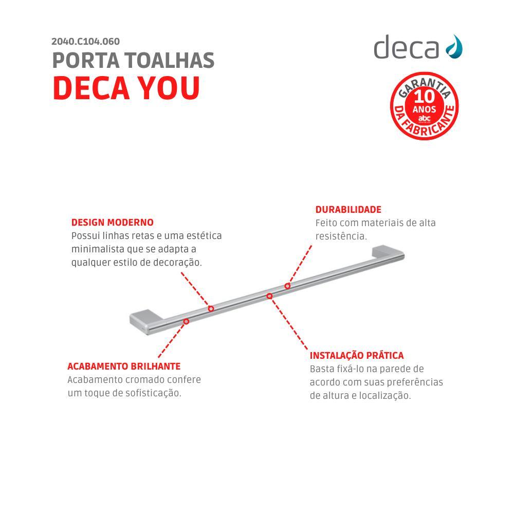 Porta Toalhas You Cromado Deca 60cm - 3