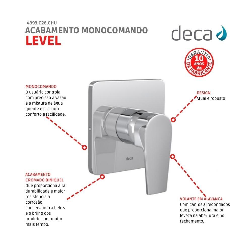 Acabamento Misturador Monocomando Para Ducha Higiênica Level Alta E Baixa Pressão Cromado Deca - 3