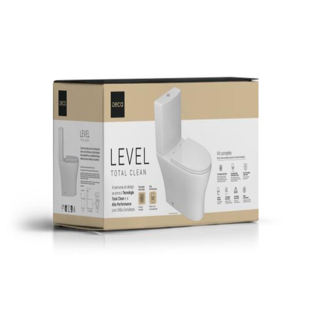 Kit Vaso Sanitário Com Caixa Acoplada Level Total Clean Branco Deca - 4