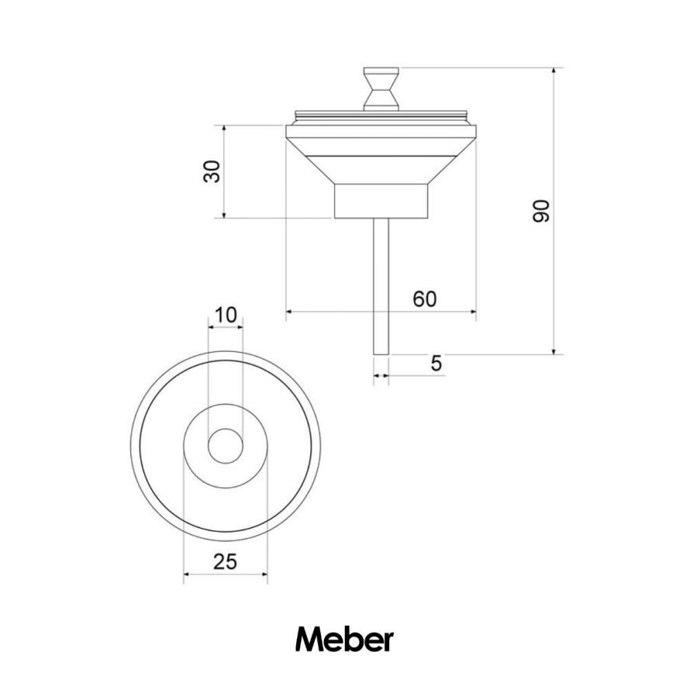 Valvula Para Lavatório Universal com Tampa de Metal 1608 7/8 Preto Matte Meber - 2