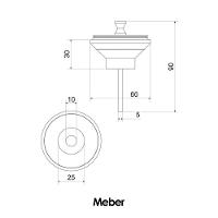 Valvula Para Lavatório Universal com Tampa de Metal 1608 7/8 Preto Matte Meber - 2