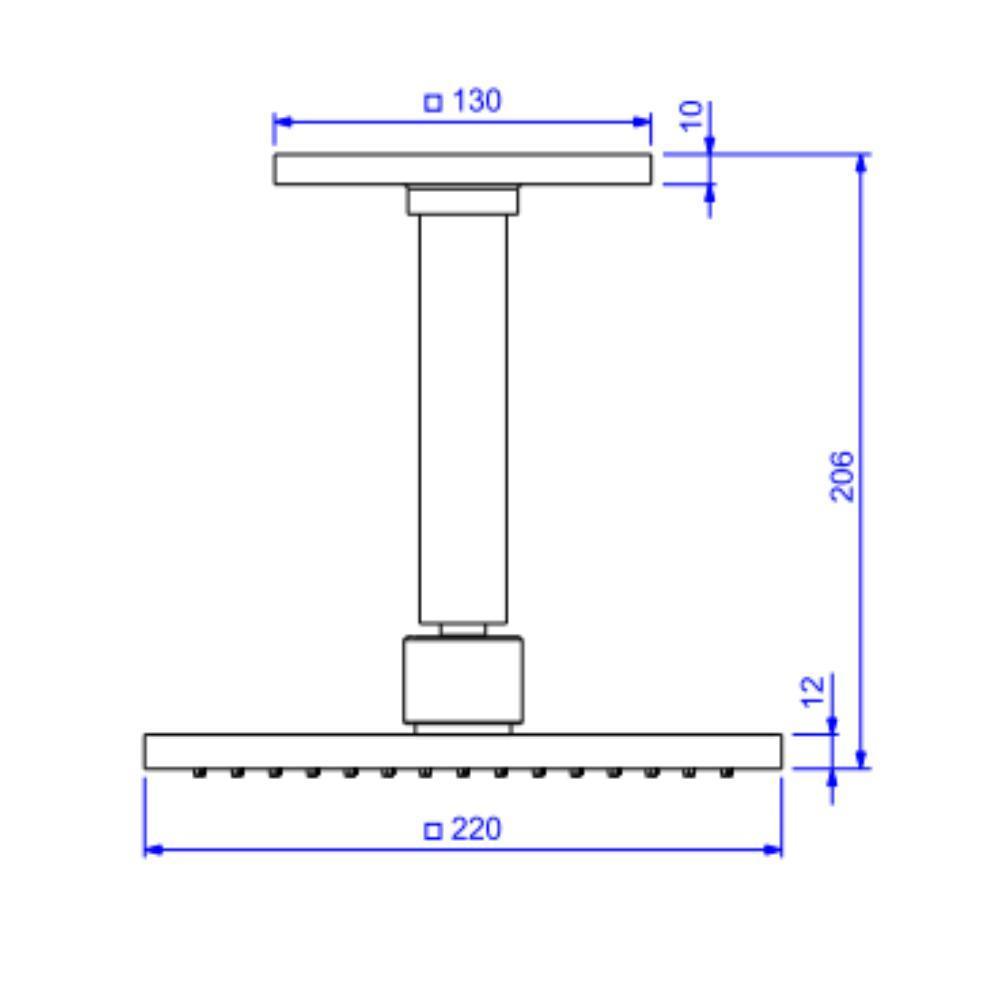 Chuveiro De Teto Retangular Com Tubo Flex Max Black Matte - 2