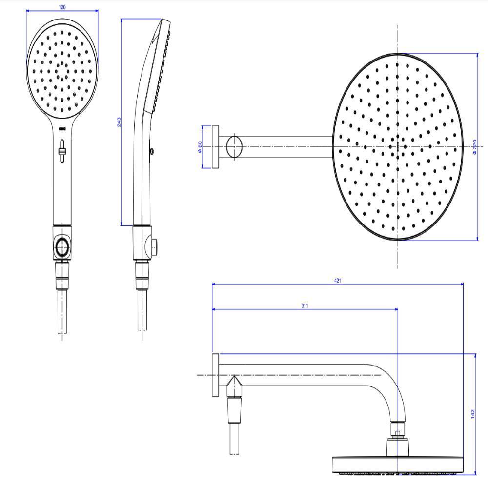 Chuveiro Redondo De Parede Com Desviador Multijatos Flex Max Summer Gold Deca - 3