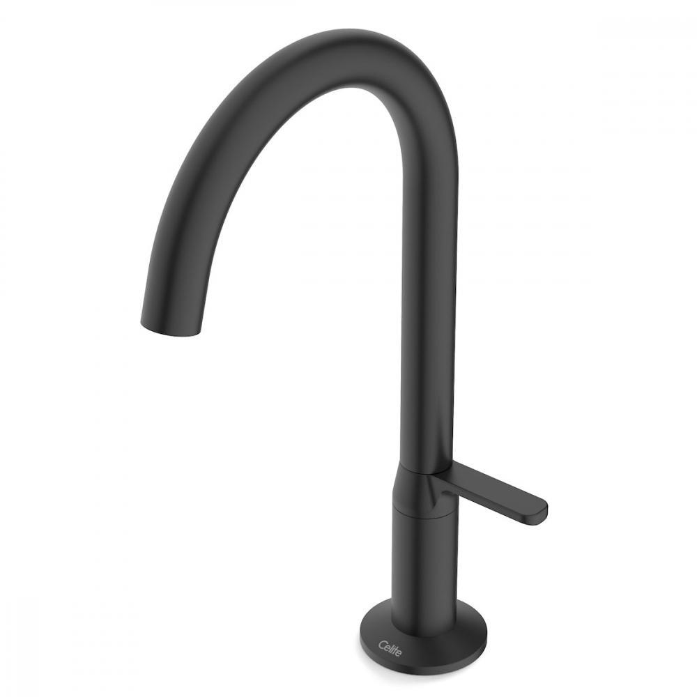 Torneira Para Lavatório De Mesa Bica Baixa Design Preto Matte Celite - 4