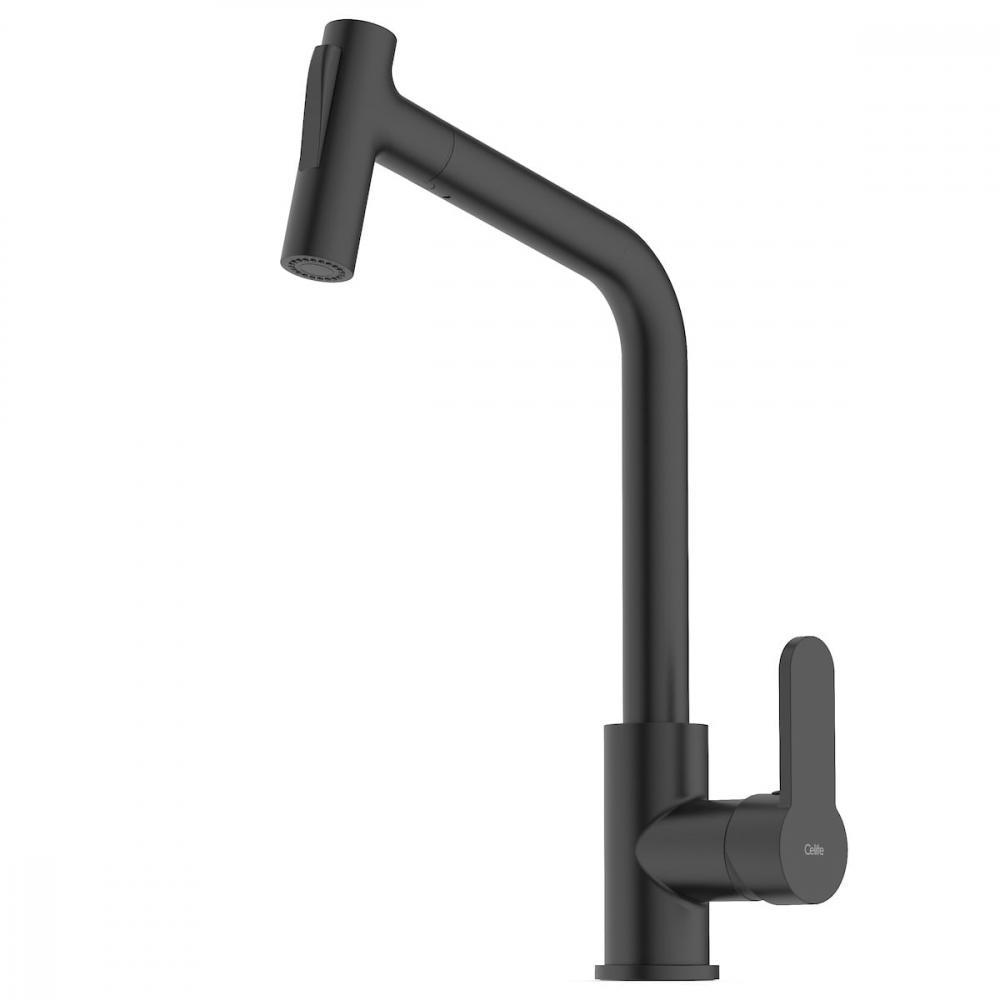 Monocomando De Mesa Para Cozinha De Bica Extraível Com 2 Funções Kitchen Preto Matte Celite - 2