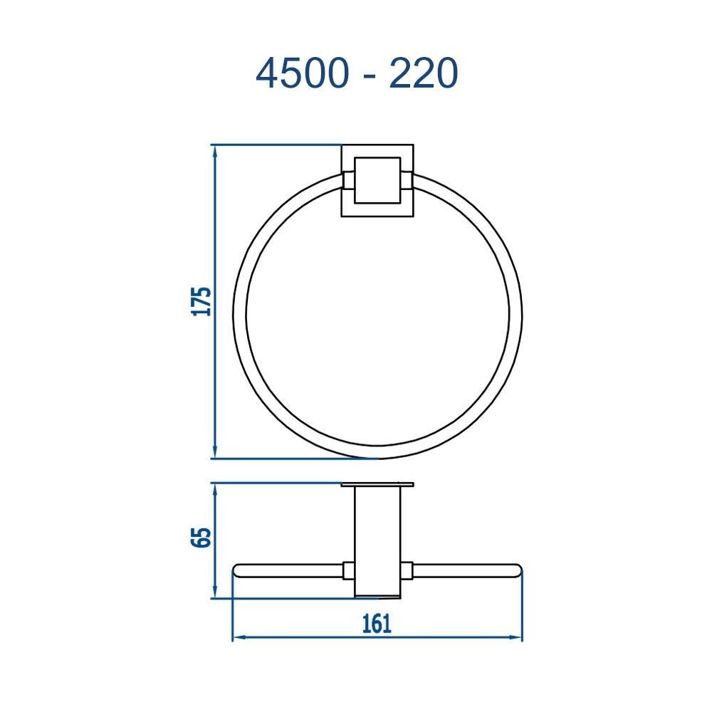 Porta Toalha Argola Bella 220 4500 Preto Fosco Fani - 2