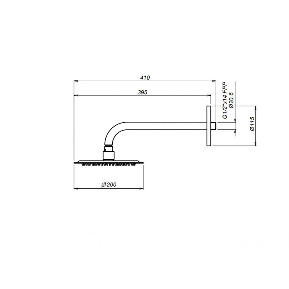 Ducha De Parede Verve 64 Com Cano Cromado Meber 30cm - 2