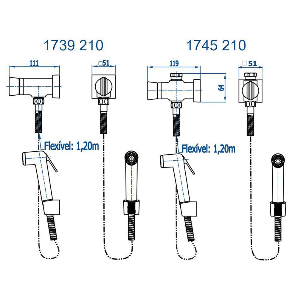 Ducha Higiênica Para Caixa Acoplada Com Derivação Prima 210 1745 Preto Fosco Fani - 2