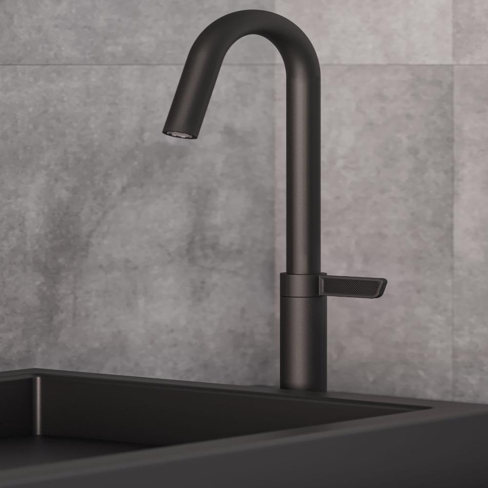 Torneira De Mesa Para Lavatório  Bica Alta Logic Preto Mate Roca - 5