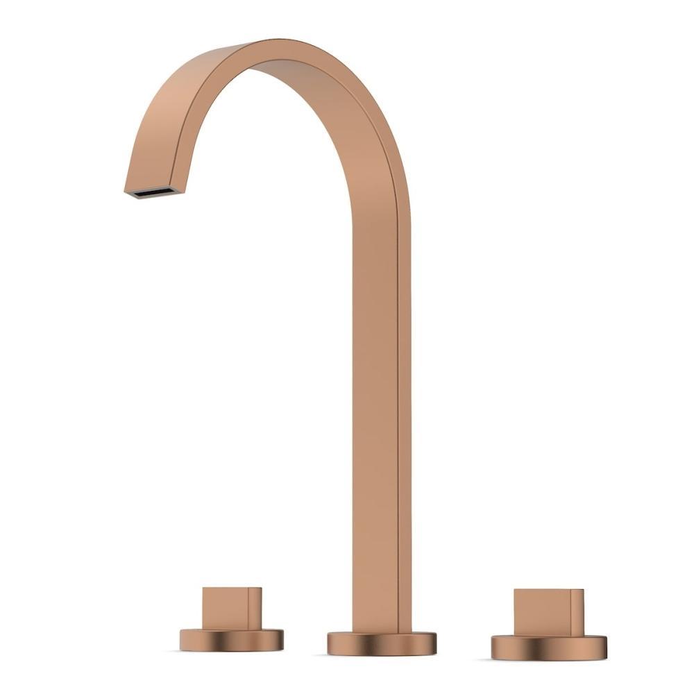 Misturador Para Lavatório De Mesa Bica Alta Com Válvula Flow Red Gold Matte Celite       - 1