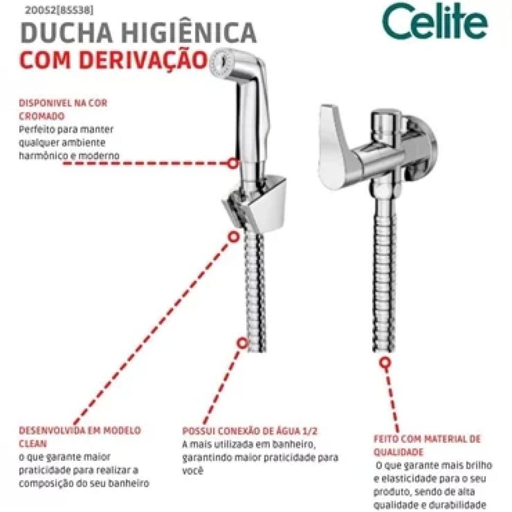 Ducha Higiênica Com Derivação Cross Cromado Celite - 3