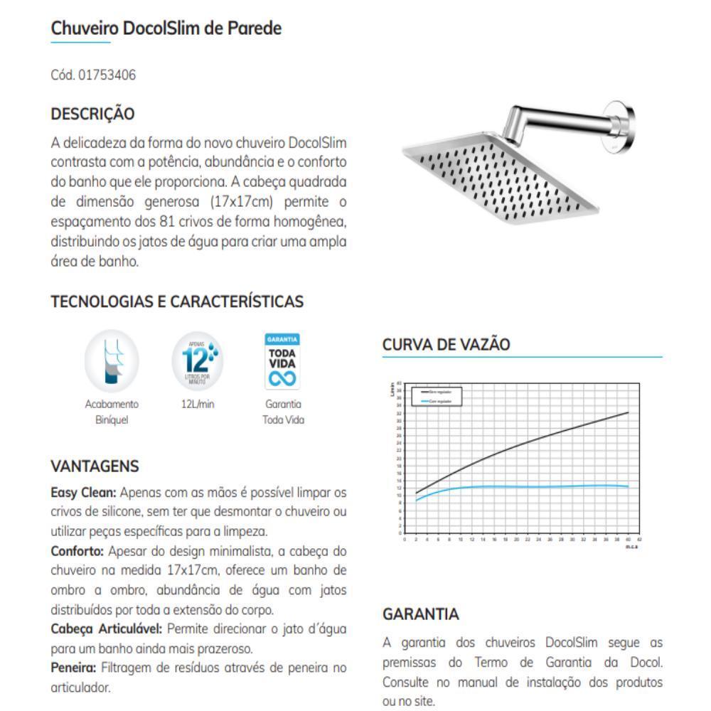 Chuveiro De Parede Docolslim Cromado Docol - 6
