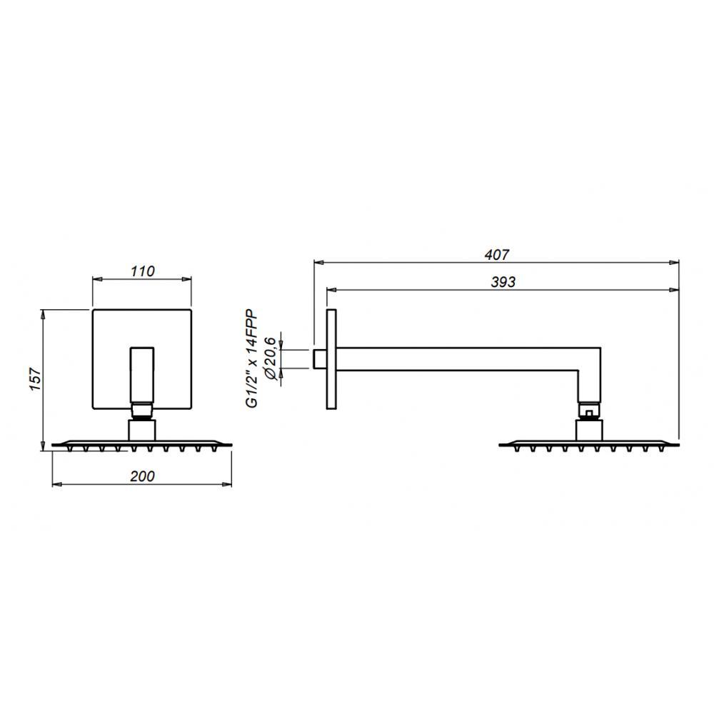 Chuveiro De Parede Cano Cubit C65 Cromado Meber 30cm - 2