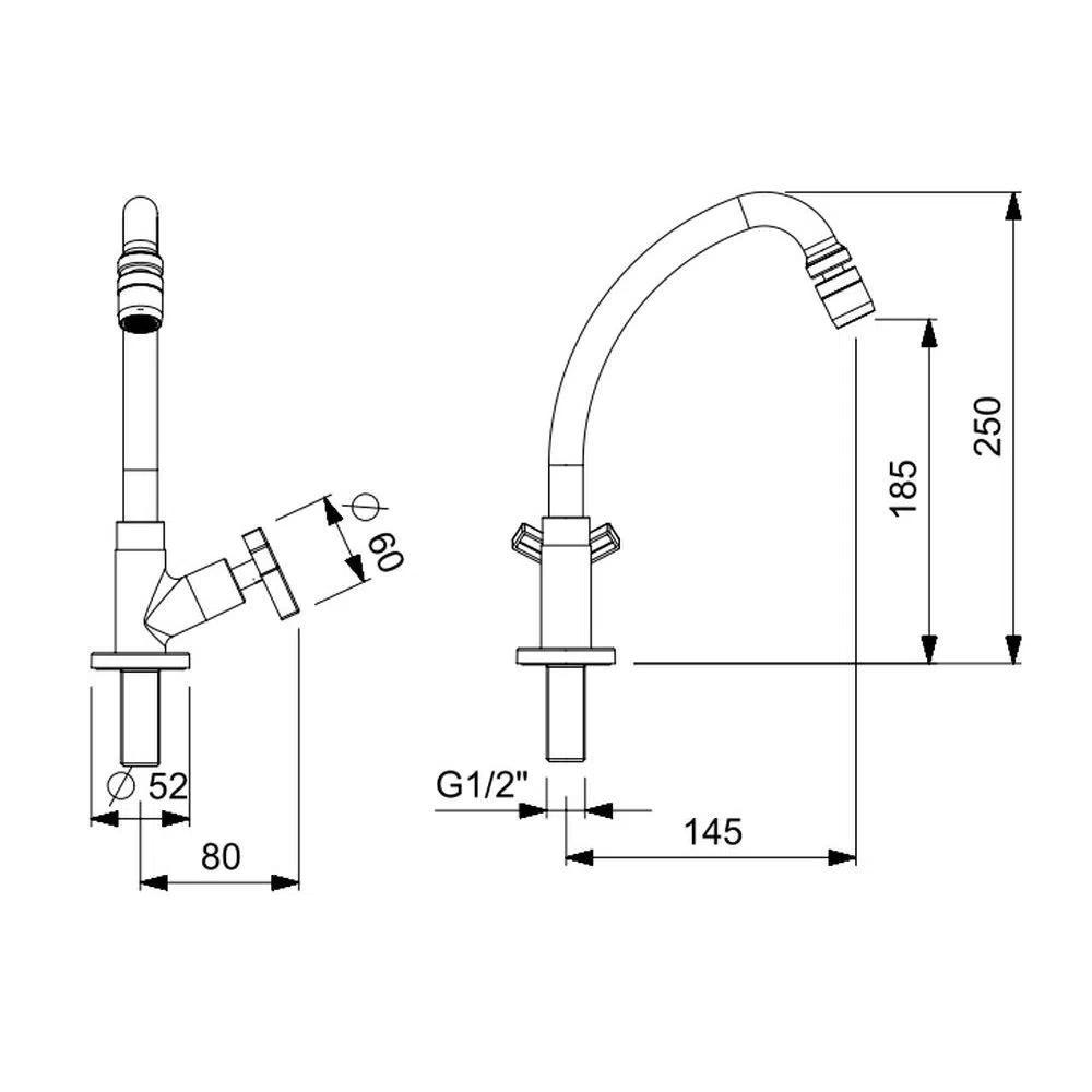 Torneira De Mesa Para Cozinha Bica Media Cross Cromado Celite  - 4
