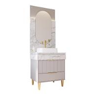 Gabinete Para Banheiro Com Lavatório Riviera Platina Calacata MGM Móveis 70cm - 1