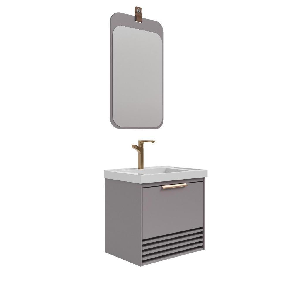 Gabinete Para Banheiro Com Lavatório Paraty Platina MGM Moveis 60cm - 1