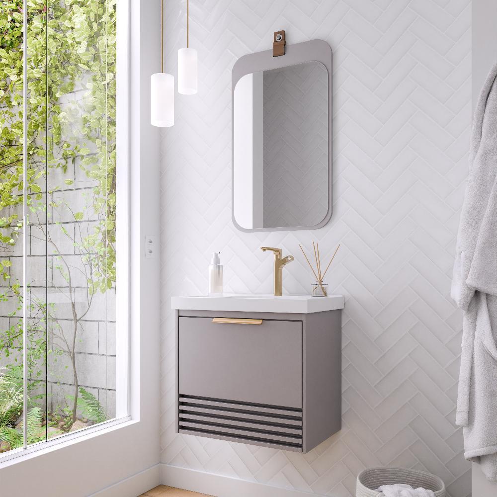 Gabinete Para Banheiro Com Lavatório Paraty Platina MGM Moveis 60cm - 2