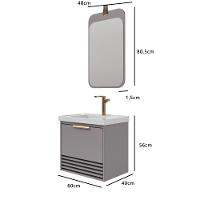 Gabinete Para Banheiro Com Lavatório Paraty Platina MGM Moveis 60cm - 3